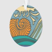 Blue Ocean Waves Nautilus Seashell Patroon Nouveau Ornament (voorkant)