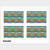 Blue Ocean Waves Nautilus Seashell Patroon Nouveau Rechthoekige Sticker (Vel)