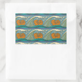 Blue Ocean Waves Nautilus Seashell Patroon Nouveau Rechthoekige Sticker (Tas)