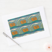 Blue Ocean Waves Nautilus Seashell Patroon Nouveau Rechthoekige Sticker (Envelop)