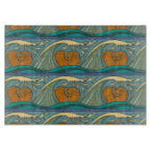 Blue Ocean Waves Nautilus Seashell Patroon Nouveau Snijplank (Voorkant)