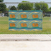 Blue Ocean Waves Nautilus Seashell Patroon Nouveau Spandoek (Insitu)