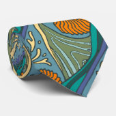 Blue Ocean Waves Nautilus Seashell Patroon Nouveau Stropdas (Opgerold)