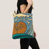 Blue Ocean Waves Nautilus Seashell Patroon Nouveau Tote Bag (Dichtbij)