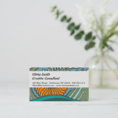 Blue Ocean Waves Nautilus Seashell Patroon Nouveau Visitekaartje (Staand voorkant)