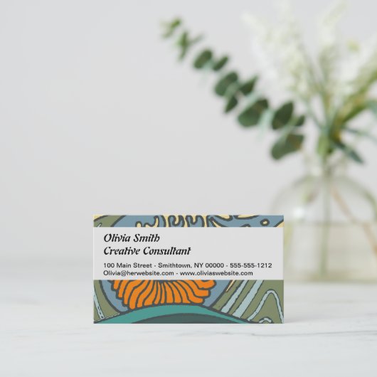 Blue Ocean Waves Nautilus Seashell Patroon Nouveau Visitekaartje (Staand voorkant)