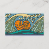 Blue Ocean Waves Nautilus Seashell Patroon Nouveau Visitekaartje (Achterkant)