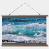 Blue Ocean Waves & Rocks Hanging Tapestry, Vs 2 Hangend Wandkleed (Voorkant)