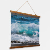 Blue Ocean Waves & Rocks Hanging Tapestry, Vs 2 Hangend Wandkleed (Gebogen)