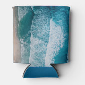 Blue Ocean Waves Sandy Beach Blikjeskoeler (Voorkant)