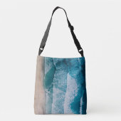 Blue Ocean Waves Sandy Beach Crossbody Tas (Achterkant)
