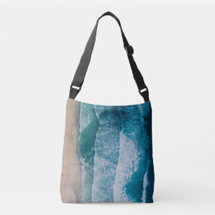 Blue Ocean Waves Sandy Beach Crossbody Tas