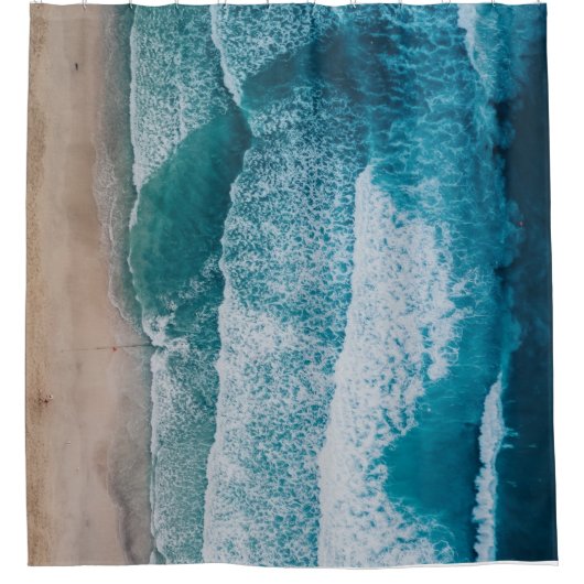 Blue Ocean Waves Sandy Beach Douchegordijn (Voorkant)