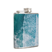 Blue Ocean Waves Sandy Beach Heupfles (Rechts)