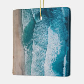 Blue Ocean Waves Sandy Beach Keramisch Ornament (Links)