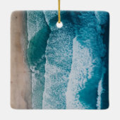 Blue Ocean Waves Sandy Beach Keramisch Ornament (Achterkant)