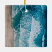 Blue Ocean Waves Sandy Beach Keramisch Ornament (Voorkant)