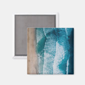 Blue Ocean Waves Sandy Beach Magneet (Voorkant / Achterkant)