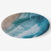 Blue Ocean Waves Sandy Beach Papieren Bordje (Gekanteld)