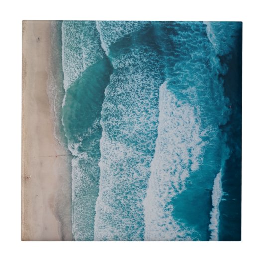 Blue Ocean Waves Sandy Beach Tegeltje (Voorkant)