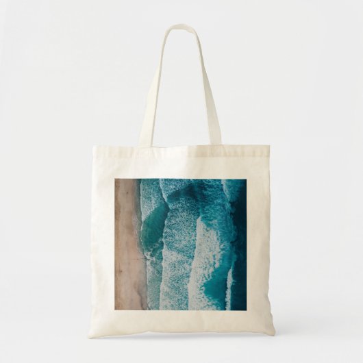 Blue Ocean Waves Sandy Beach Tote Bag (Voorkant)