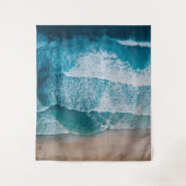 Blue Ocean Waves Sandy Beach Wandkleed (Voorkant)