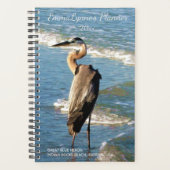 Blue Ocean Waves Shorebird Heron Beach foto Planner (Voorkant)