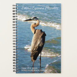 Blue Ocean Waves Shorebird Heron Beach foto Planner