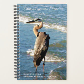 Blue Ocean Waves Shorebird Heron Beach foto Planner