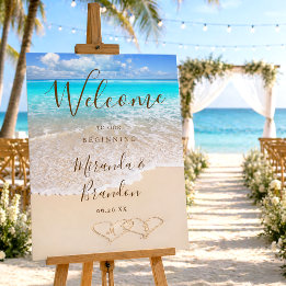 Blue Ocean Waves Strand Bruiloft Welkomstbord