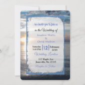 Blue Ocean Waves Sunset Wedding Invitations Kaart (Voorkant)