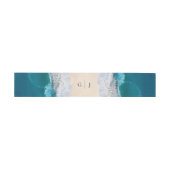Blue Ocean Waves Tropical Beach Monogram Huwelijk Uitnodigingen Wikkel (Vlak)