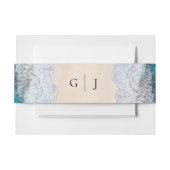 Blue Ocean Waves Tropical Beach Monogram Huwelijk Uitnodigingen Wikkel (Voorkant Voorbeeld)