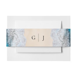 Blue Ocean Waves Tropical Beach Monogram Huwelijk Uitnodigingen Wikkel