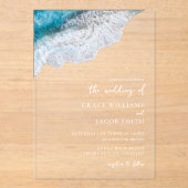 Blue Ocean Waves Tropical Beach Wedding Acryl Uitnodigingen (Voorkant)