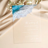 Blue Ocean Waves Tropical Beach Wedding Acryl Uitnodigingen