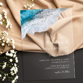 Blue Ocean Waves Tropical Beach Wedding Acryl Uitnodigingen