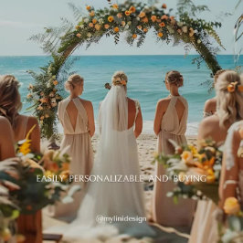 Blue Ocean Waves Tropical Beach Wedding Dank u Ronde Sticker