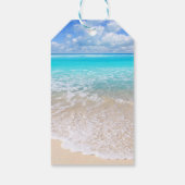 Blue Ocean Waves Tropical Beach Wedding Favoriet T Cadeaulabel (Achterkant)