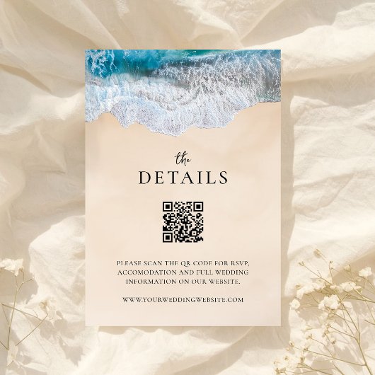 Blue Ocean Waves Tropical Beach Wedding Informatiekaartje