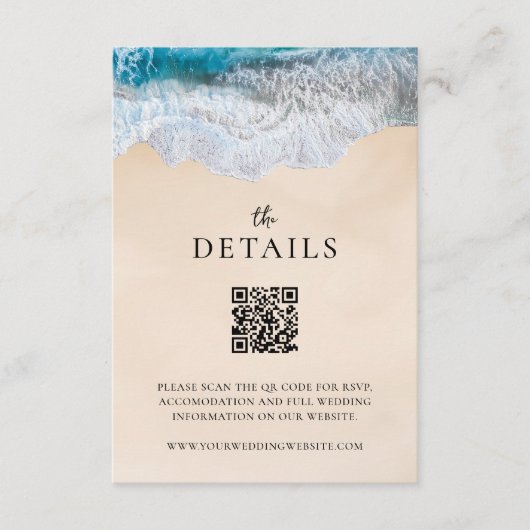 Blue Ocean Waves Tropical Beach Wedding Informatiekaartje (Voorkant)