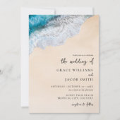 Blue Ocean Waves Tropical Beach Wedding Kaart (Voorkant)