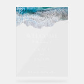 Blue Ocean Waves Tropical Beach Wedding Welkom Acryl Bord (Voorkant)