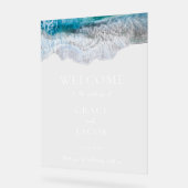 Blue Ocean Waves Tropical Beach Wedding Welkom Acryl Bord (Hoek)