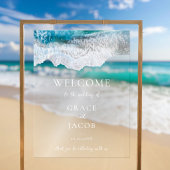 Blue Ocean Waves Tropical Beach Wedding Welkom Acryl Bord