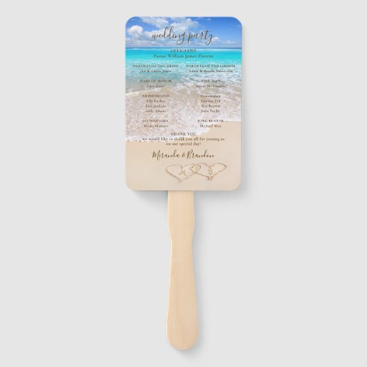Blue Ocean Waves Tropisch strand bruiloft programm Handwaaier (Achterkant)