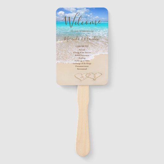 Blue Ocean Waves Tropisch strand bruiloft programm Handwaaier (Voorkant)