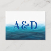 Blue Ocean Waves Waterverf Bruiloft Receptie Kaart (Achterkant)