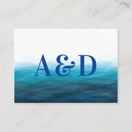 Blue Ocean Waves Waterverf Bruiloft Receptie Kaart (Achterkant)