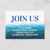 Blue Ocean Waves Waterverf Bruiloft Receptie Kaart (Voorkant)